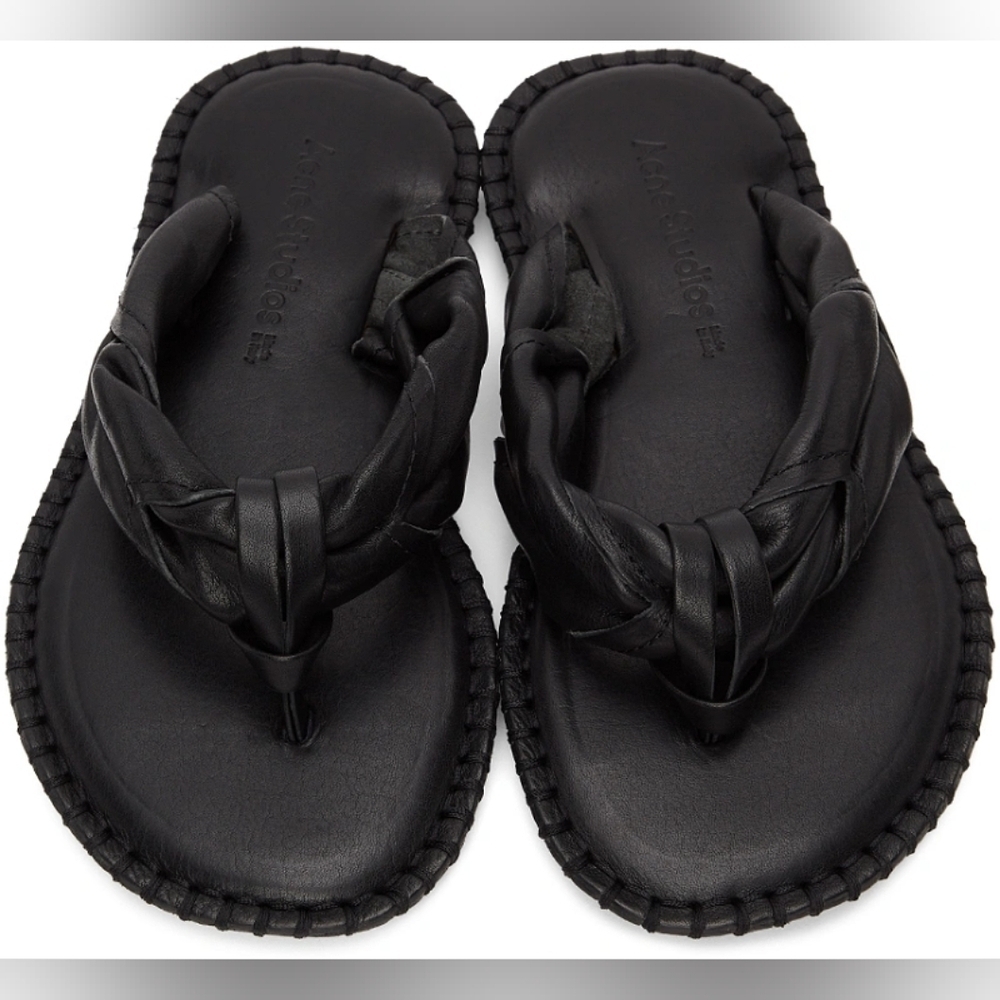 Acne Studios Black Blanket Stitch Sandals size 37 BNWOB